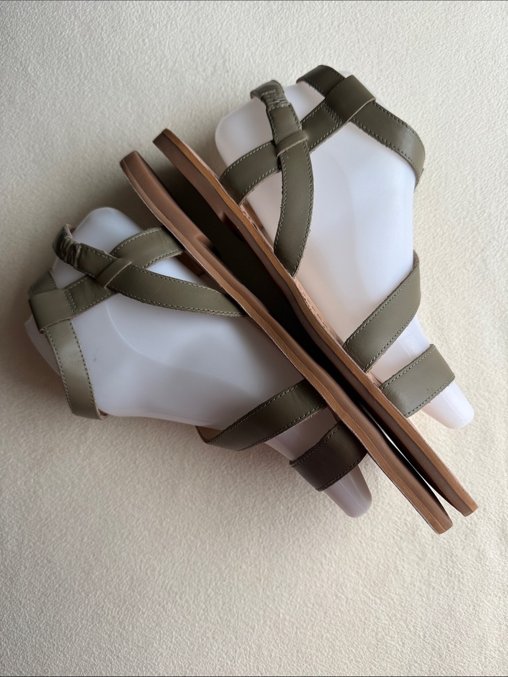Lucky Brand Women's Olive Green Leather Strappy Sandals, “Byleth, size 9 - Picture 3 of 7